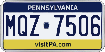 PA license plate MQZ7506