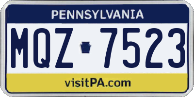 PA license plate MQZ7523