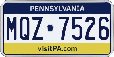 PA license plate MQZ7526