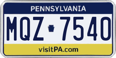 PA license plate MQZ7540