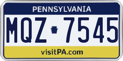 PA license plate MQZ7545