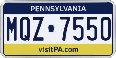 PA license plate MQZ7550