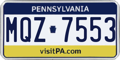PA license plate MQZ7553
