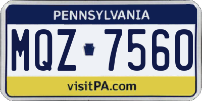PA license plate MQZ7560
