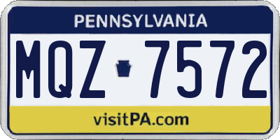 PA license plate MQZ7572