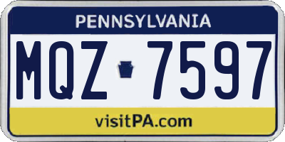 PA license plate MQZ7597
