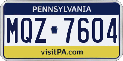 PA license plate MQZ7604
