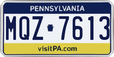 PA license plate MQZ7613