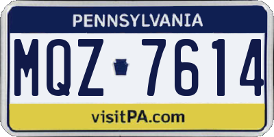 PA license plate MQZ7614