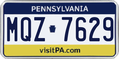 PA license plate MQZ7629