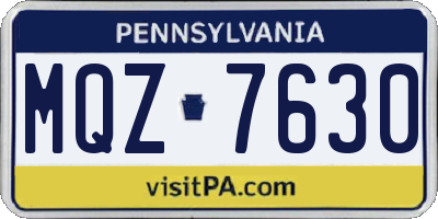 PA license plate MQZ7630