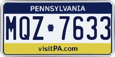 PA license plate MQZ7633