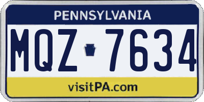 PA license plate MQZ7634