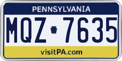 PA license plate MQZ7635