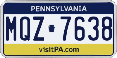 PA license plate MQZ7638