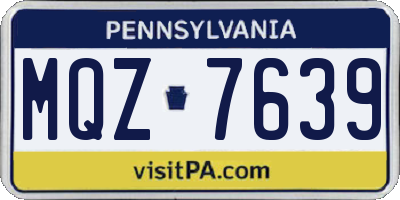 PA license plate MQZ7639