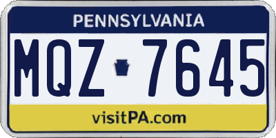 PA license plate MQZ7645