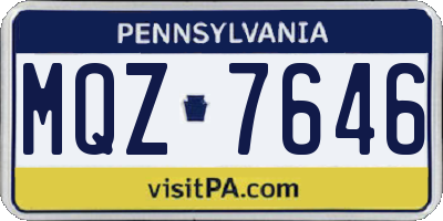 PA license plate MQZ7646