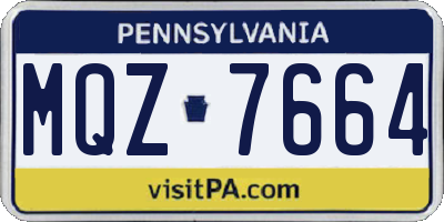 PA license plate MQZ7664