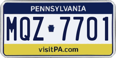 PA license plate MQZ7701