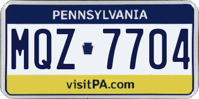 PA license plate MQZ7704
