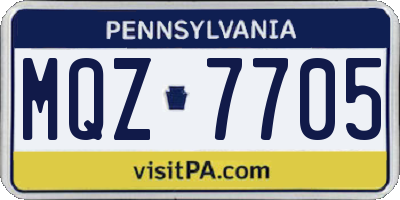 PA license plate MQZ7705