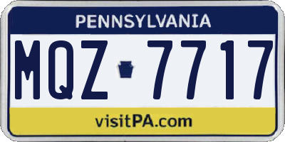 PA license plate MQZ7717