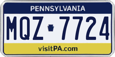 PA license plate MQZ7724