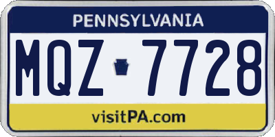 PA license plate MQZ7728