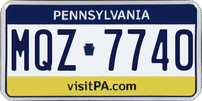 PA license plate MQZ7740