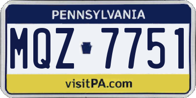 PA license plate MQZ7751