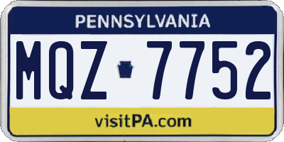 PA license plate MQZ7752
