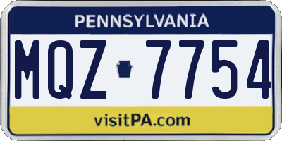 PA license plate MQZ7754