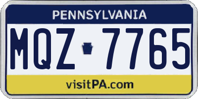 PA license plate MQZ7765