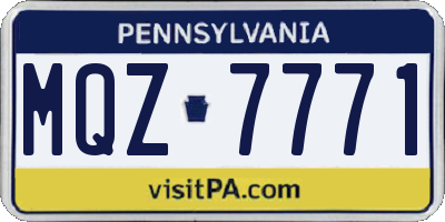 PA license plate MQZ7771