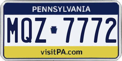 PA license plate MQZ7772