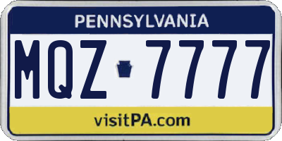 PA license plate MQZ7777