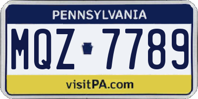 PA license plate MQZ7789