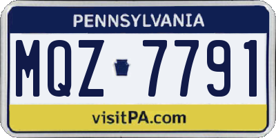 PA license plate MQZ7791