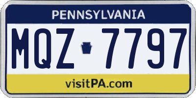 PA license plate MQZ7797
