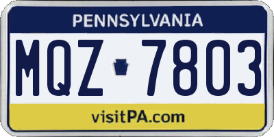 PA license plate MQZ7803