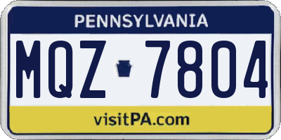 PA license plate MQZ7804