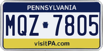 PA license plate MQZ7805