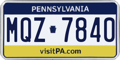 PA license plate MQZ7840