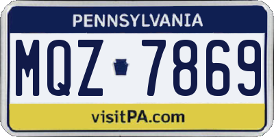 PA license plate MQZ7869