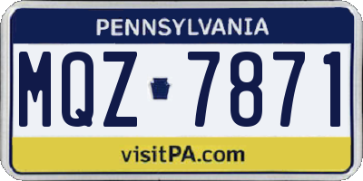 PA license plate MQZ7871