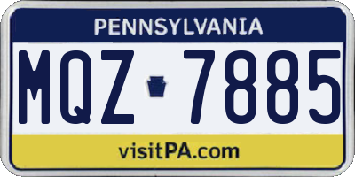 PA license plate MQZ7885
