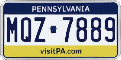 PA license plate MQZ7889