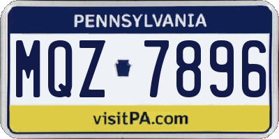PA license plate MQZ7896