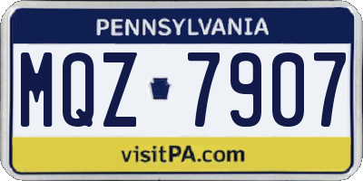 PA license plate MQZ7907